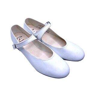 Capezio White Leather Ballet Flats Dance Shoes Girls 12.5 Wedding Character